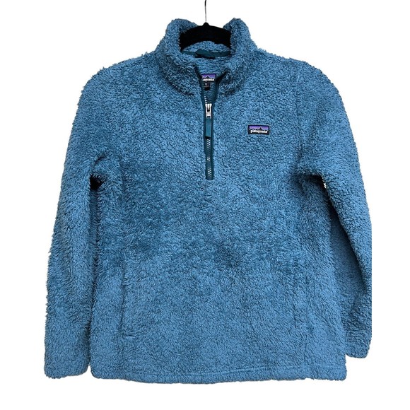 Patagonia Los Gatos Fleece 1/4 Zip Pullover Sweater Jacket Blue Girls Size XL 14 - Picture 1 of 7